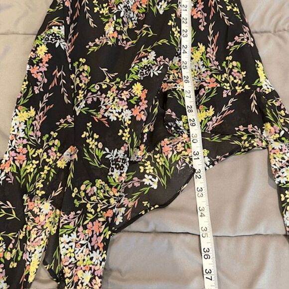 NWT Forever 21 Ruffle Fringe Mini Dress Charcoal Gray Floral Strappy Size Small - Picture 12 of 13